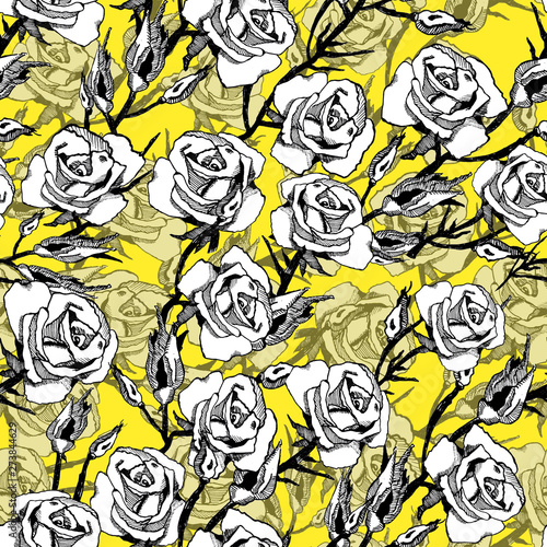 seamless background with flowers yellow vintage