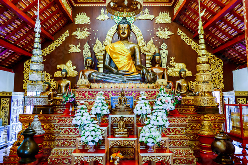 Photography statue of buddha in temple, digital photo picture as a background