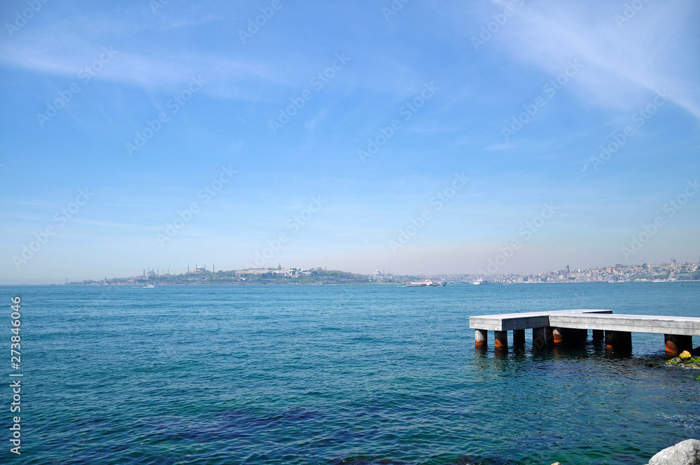 Concrete pier in İstanbul, Turkey.