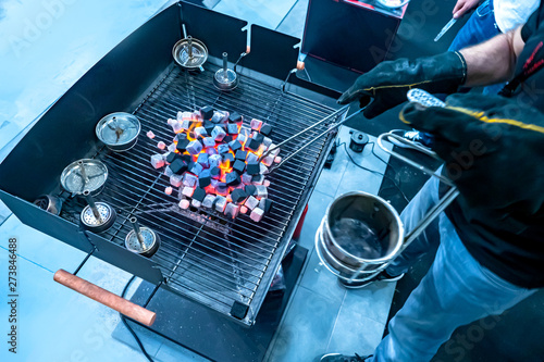 Ignition of coals. Charcoal...