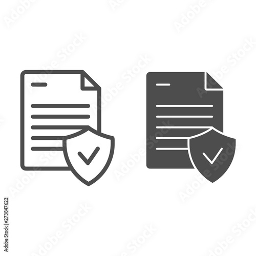 Valid document line and glyph icon. Approved document vector illustration isolated on white. Note with check outline style design, designed for web and app. Eps 10.