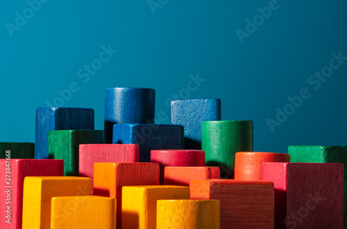 Wallpaper Mural Toy of colored wood blocks. Skyscraper metaphor Torontodigital.ca