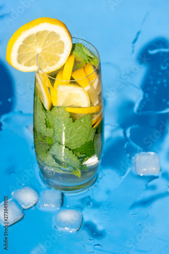 cool Mojito on a blue shimmering background