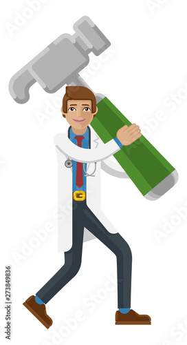 A doctor cartoon character ...