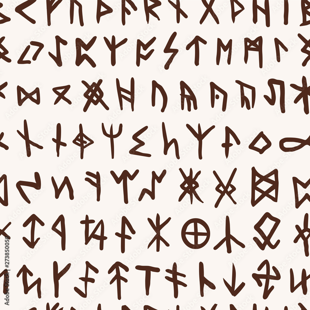 Seamless pattern of Runes. Esoteric Symbols Seamless pattern of Runes. Esoteric Symbols