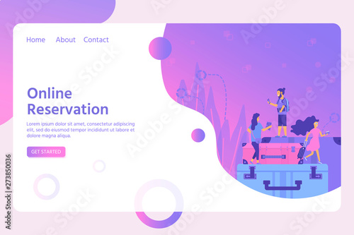 Landing page template for online Shopping with flat people characters and bags. Concept for website banner, mobile app templates, e commerce sales, digital marketing. Vector illustration