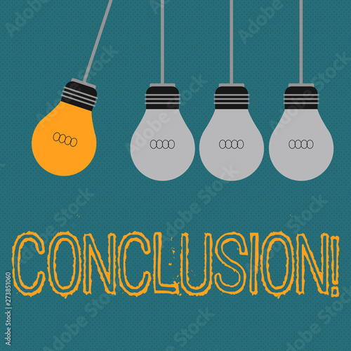Writing note showing Conclusion. Business concept for Results analysis Final decision End of an event or process