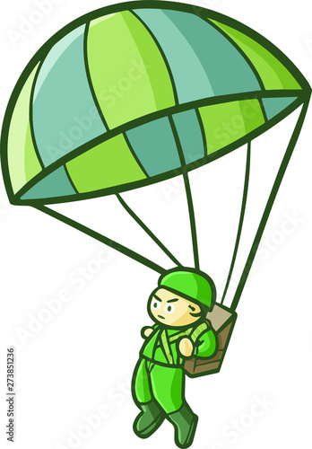 Funny and cool army with parachute