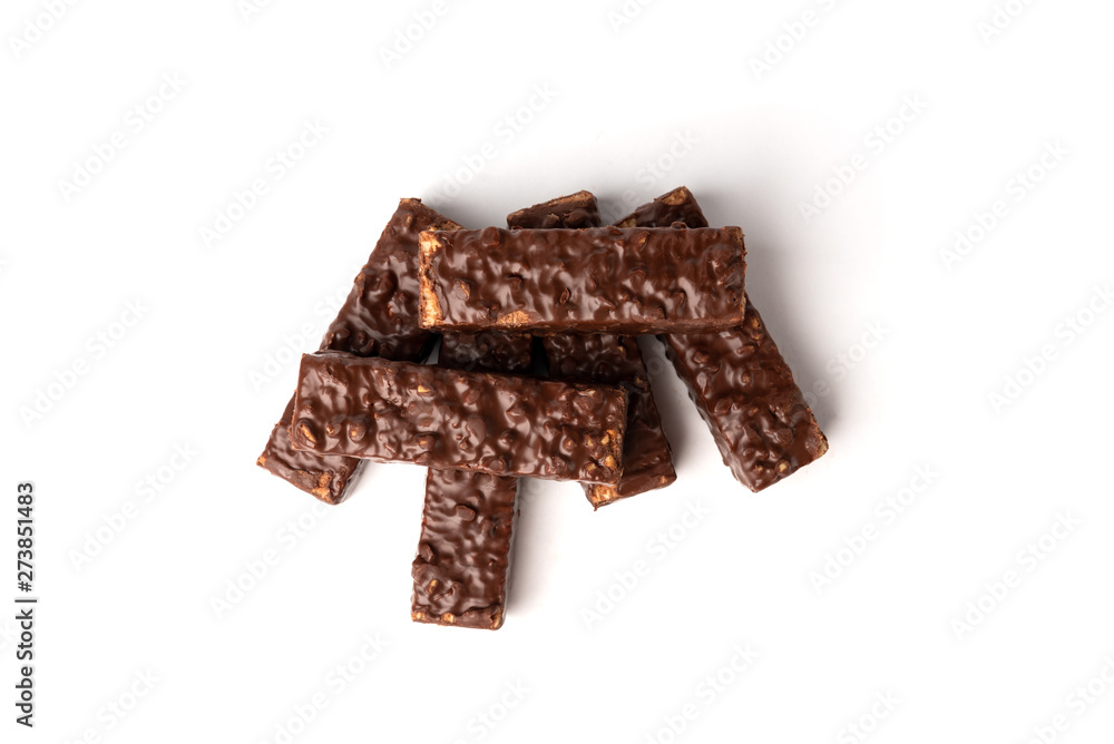 Chocolate waffles with nuts isolated on white background. Chocolate waffles with nuts isolated on white background.