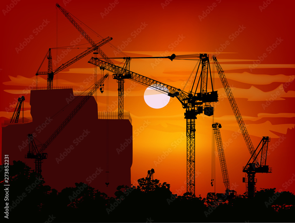 yellow sun and large house building