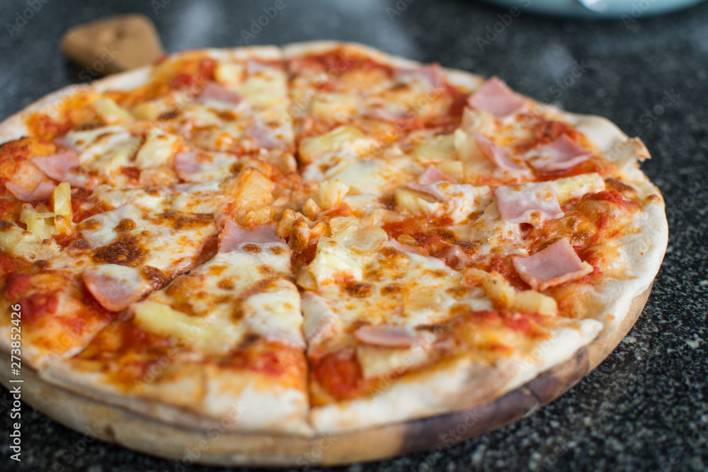 Pizza Carbonare with pineapple, becon Pizza Carbonare with pineapple, becon