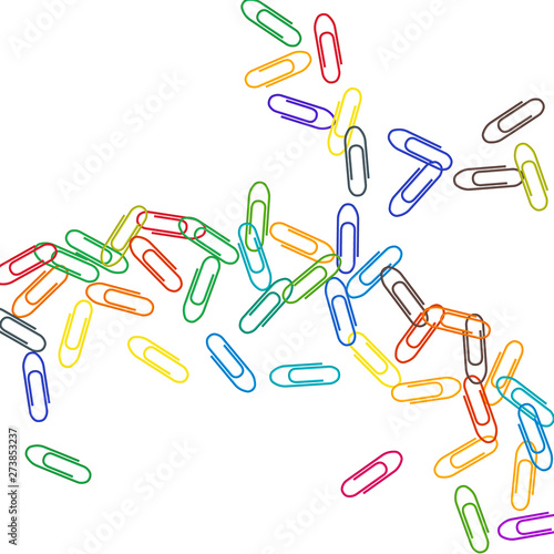 Stationary paperclips isolated on white background