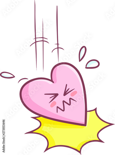 Cute and funny heart falling down photo