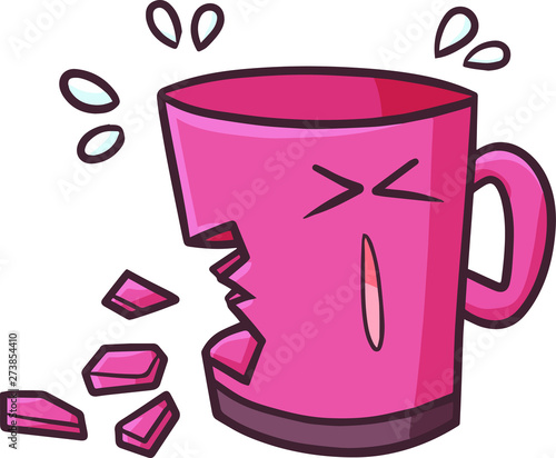 Funny and cute pink mug get broken