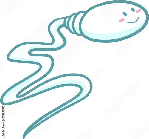 Cute and funny sperm cell smiling and running