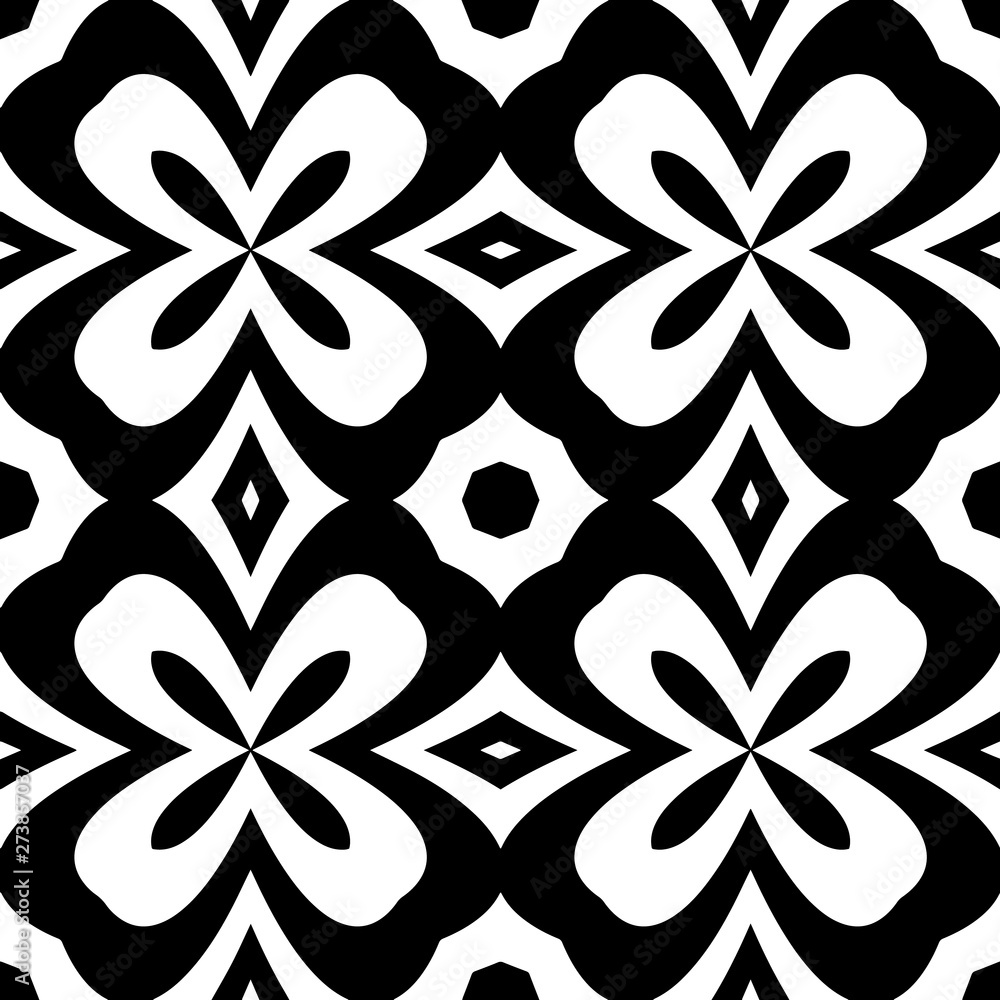 Vector seamless pattern Black and white color. Design for fabric print