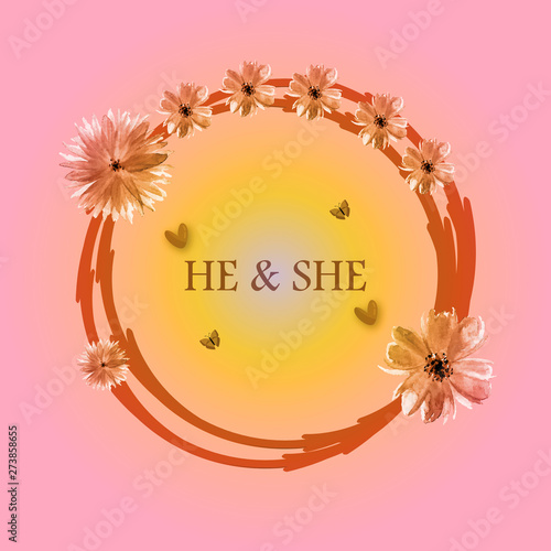 Wedding invitation floral card with rose,cotton,succulent,eucalypyus leaves in watercolor style. Botanical template with golden frame and flowers for invite, greeting and covers, poligraphy