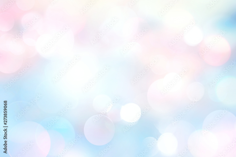 Plakat Oink blue blurred bokeh soft lights background.Romantic valentine texture.