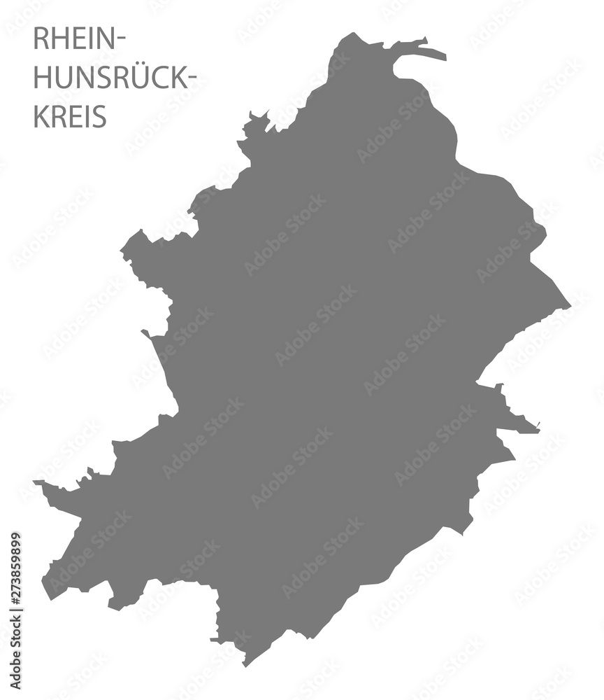 Rhein-Hunsrueck-Kreis grey county map of Rhineland-Palatinate DE