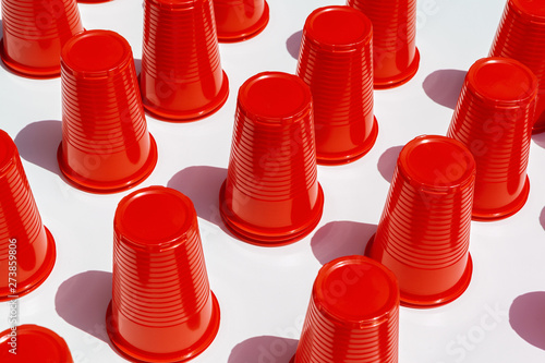 Red Plastic Drinking Cups pattern as a background