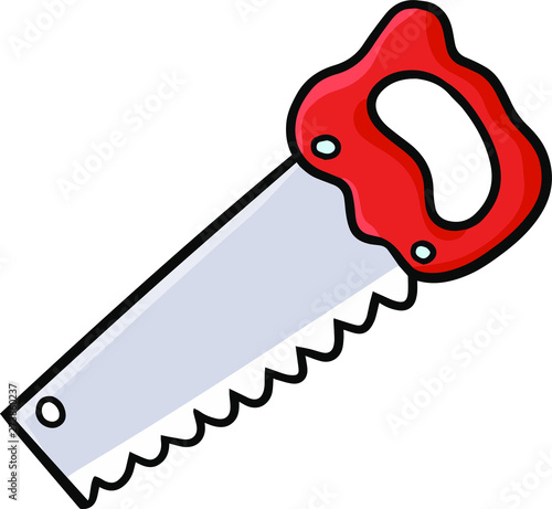 Funny and cute red saw for industrial work