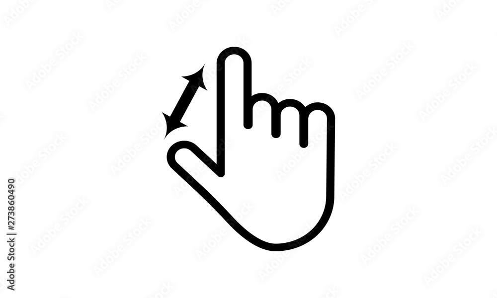 Swipe up and down icon with hand and arrow for mobile gesture concepts Swipe up and down icon with hand and arrow for mobile gesture concepts