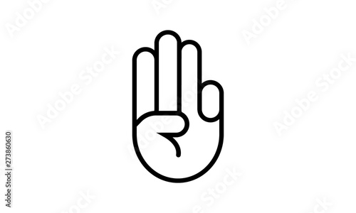 Three fingers up gesture icon for communication and symbolism