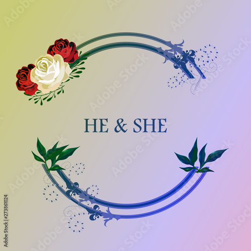 Wedding invitation floral card with rose,cotton,succulent,eucalypyus leaves in watercolor style. Botanical template with golden frame and flowers for invite, greeting and covers, poligraphy
