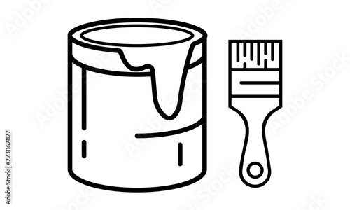 Black paint and brush icon for art and creative concepts