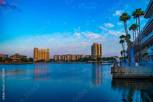  Tampa Bay, Florida. April 28, 2019. Partial view of Convention Center on Hillsborough river photo