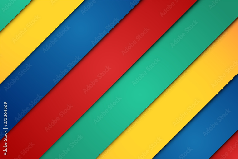 Realistic red, green, blue and yellow sheets of papers Realistic red, green, blue and yellow sheets of papers