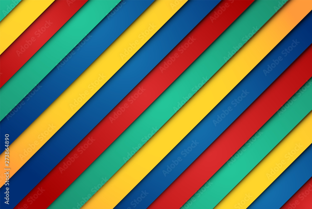 Realistic red, green, blue and yellow sheets of papers Realistic red, green, blue and yellow sheets of papers