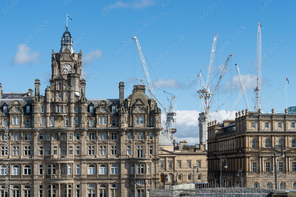 Old town with cranes in Edinburgh
