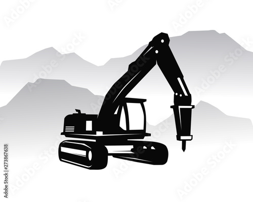 Excavator logo template vector. Heavy equipment logo vector for construction company. Creative excavator illustration for logo template.
