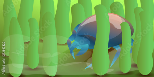 Microscope mite concept banner. Cartoon illustration of microscope mite vector concept banner for web design