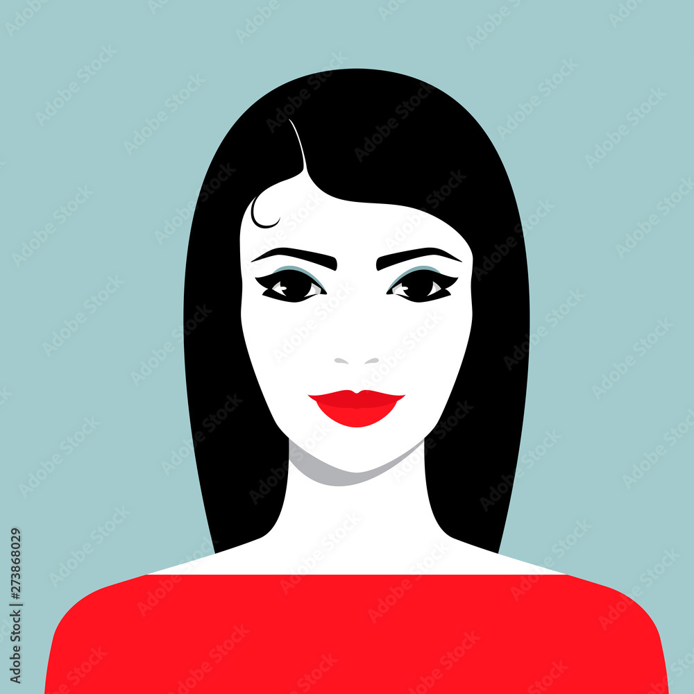 Smiling woman with long black hair Smiling woman with long black hair