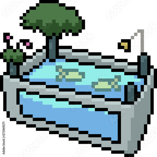 vector pixel art fish pet