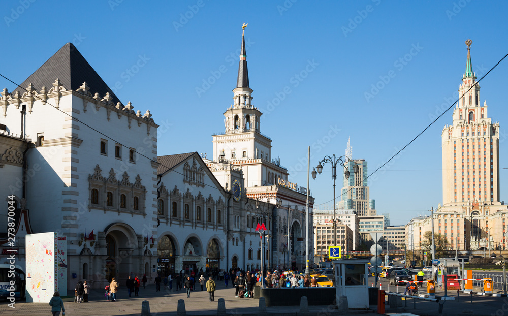 Moscow, Russia - May 01, 2019: Kazan railway station in Moscow at may day