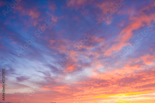 Beautiful sunset clouds in pink colors