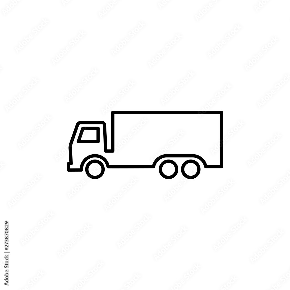Big Truck Line Icon In Flat Style Vector For App, UI, Websites. Black Icon Vector Illustration