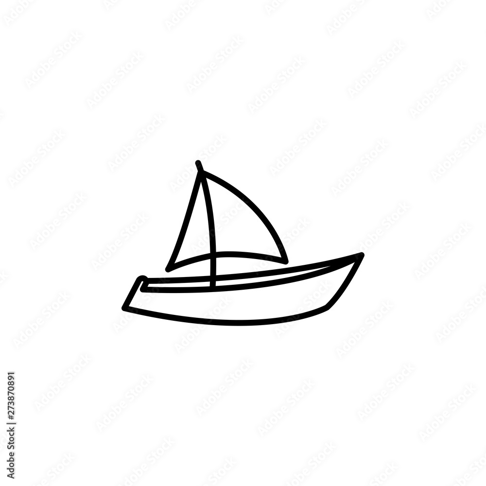 Boat Line Icon In Flat Style Vector For Apps, UI, Websites. Black Icon Vector Illustration