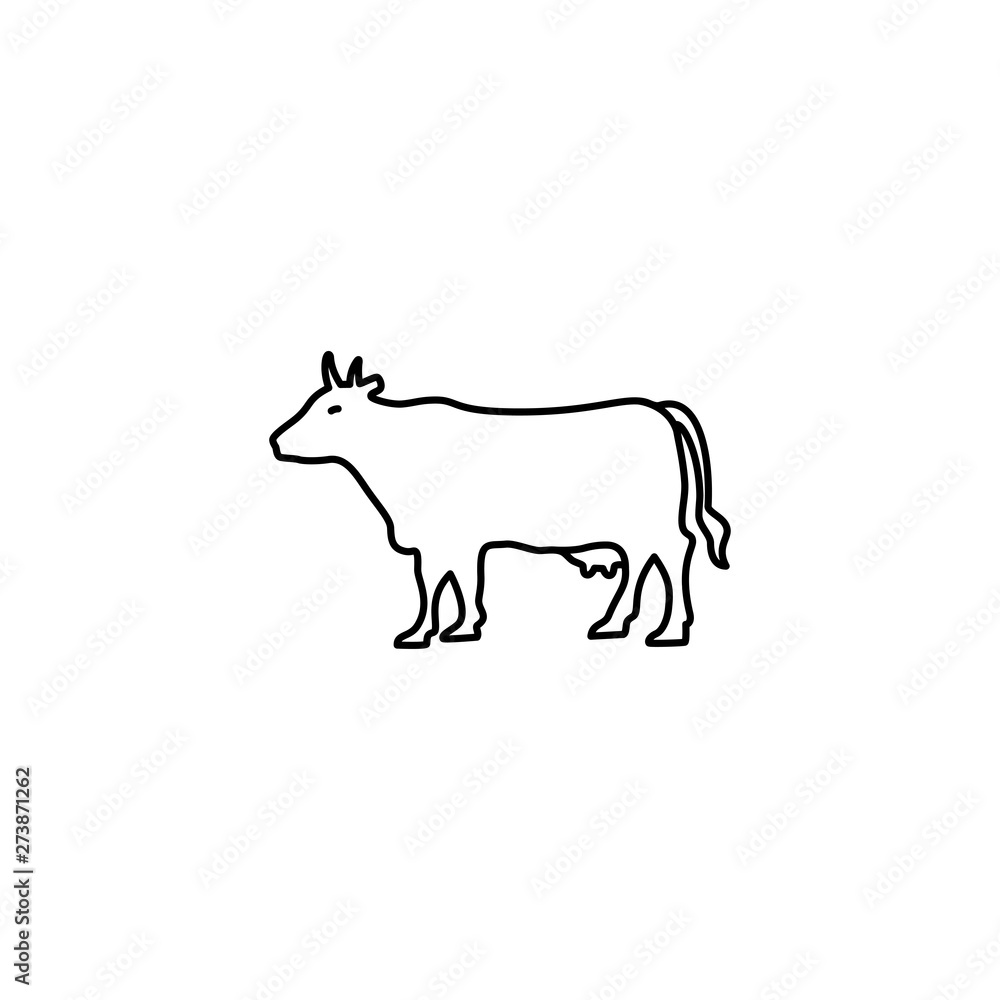 Cow Line Icon In Flat Style Vector Icon. Domestic Animals Black Icon Vector Illustration