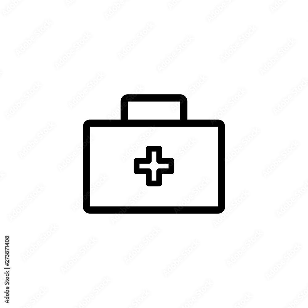 First Aid Box Line Icon In Flat Style Vector For App, UI, Websites. Black Icon Vector Illustration First Aid Box Line Icon In Flat Style Vector For App, UI, Websites. Black Icon Vector Illustration