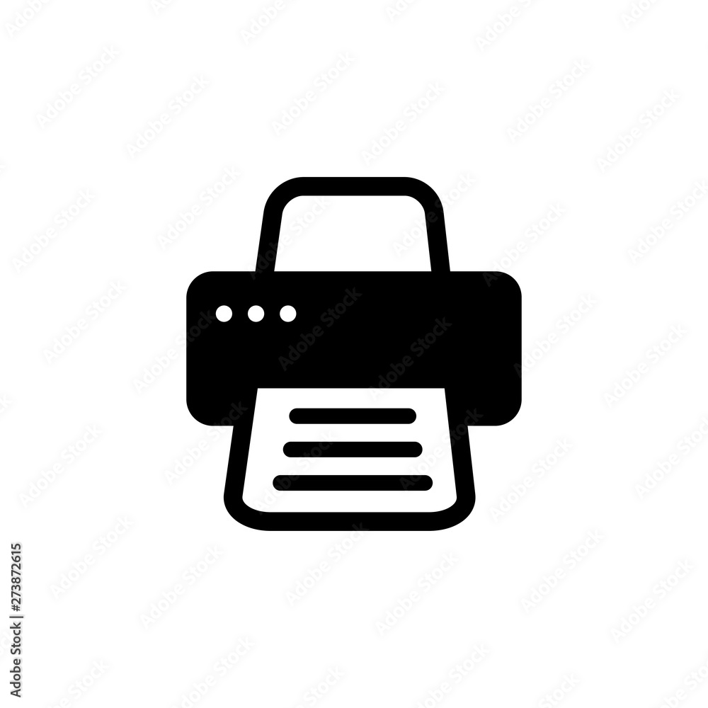 Printer Icon In Flat Style Vector For Apps, UI, Websites. Black Icon Vector Illustration. Printer Icon In Flat Style Vector For Apps, UI, Websites. Black Icon Vector Illustration.