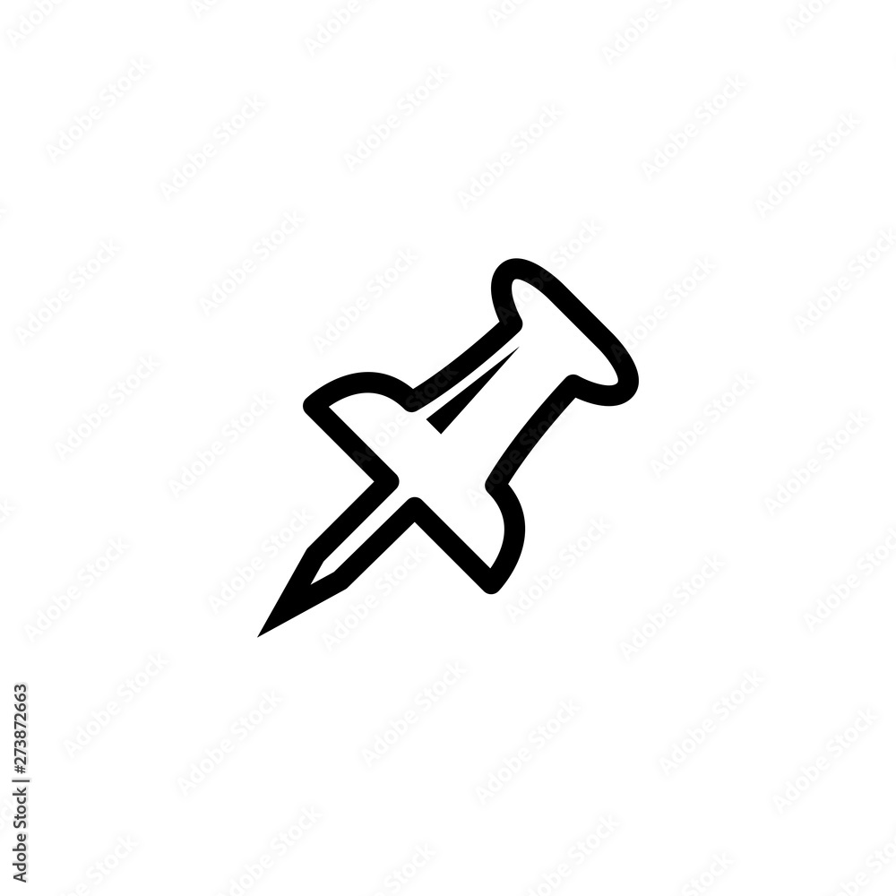 Push Pin Line Icon In Flat Style Vector For Apps, UI, Websites. Black Icon Vector Illustration Push Pin Line Icon In Flat Style Vector For Apps, UI, Websites. Black Icon Vector Illustration