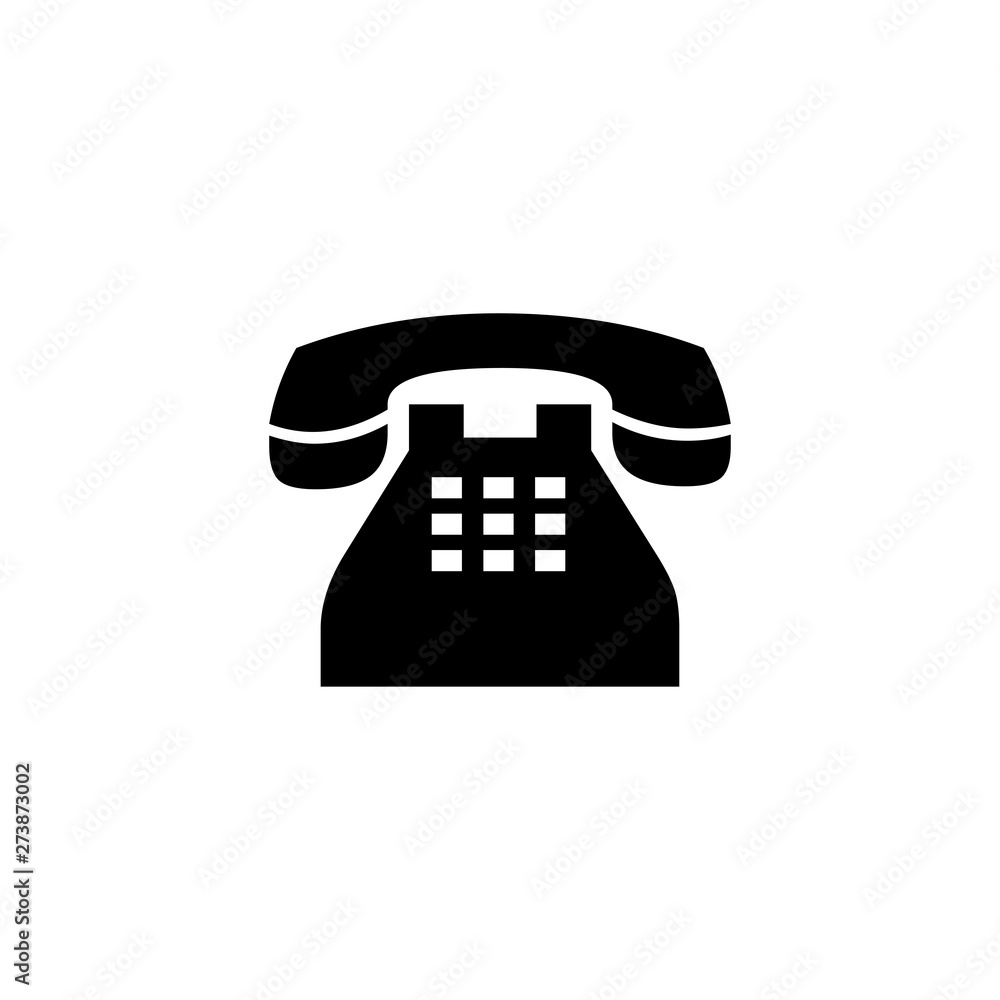 Telephone Icon In Flat Style Vector For Apps, UI, Websites. Black Icon