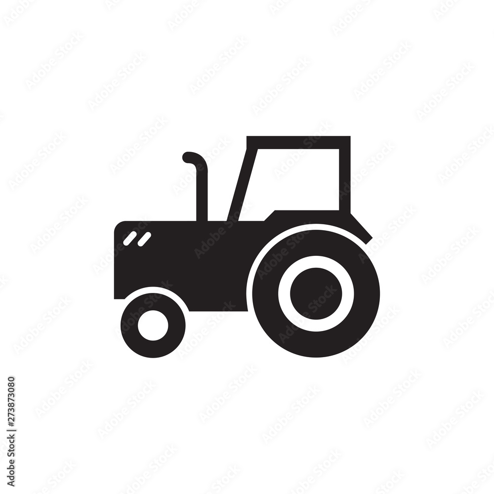 Tractor Icon In Flat Style Vector For Apps, UI, Websites. Black Icon Vector Illustration Tractor Icon In Flat Style Vector For Apps, UI, Websites. Black Icon Vector Illustration