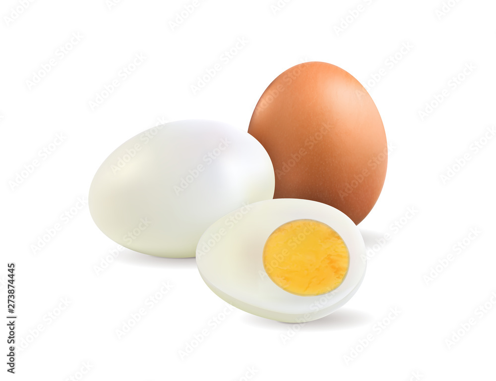 Realistic hard boiled eggs isolated on white background vector illustration. EPS10 Realistic hard boiled eggs isolated on white background vector illustration. EPS10