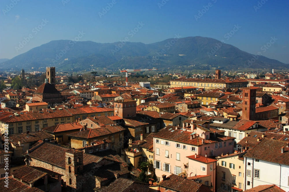 Panorama of the city of Lucca, Italy
