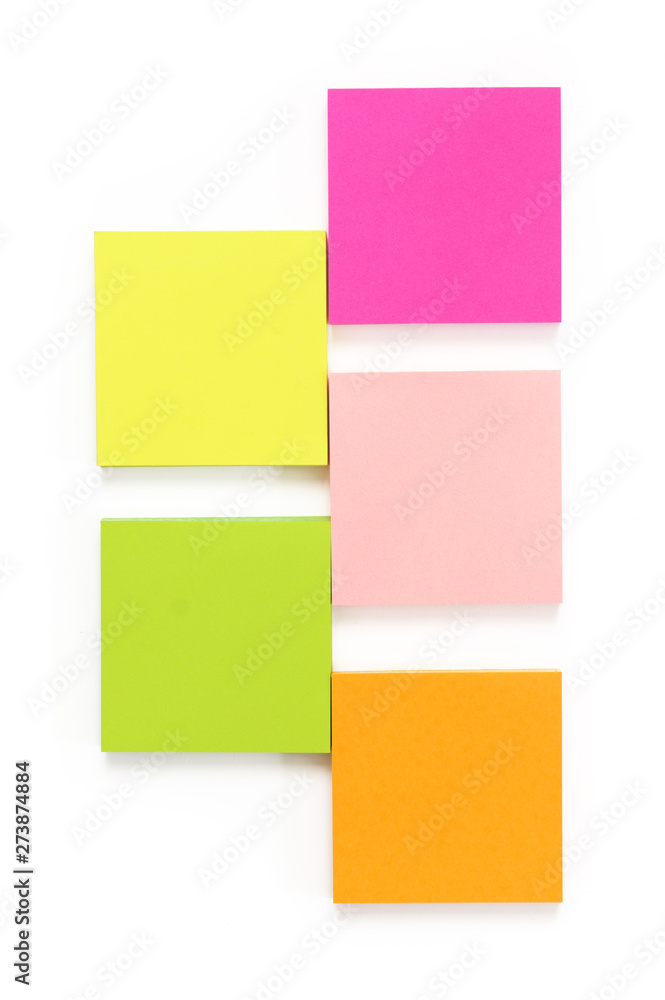 Colorful stationery set on white